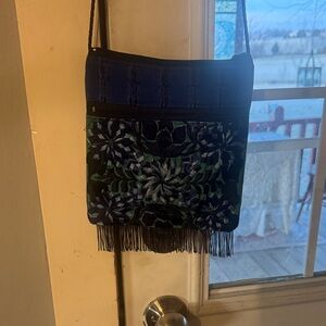 Elegant Blue and Green Floral Women's Bag